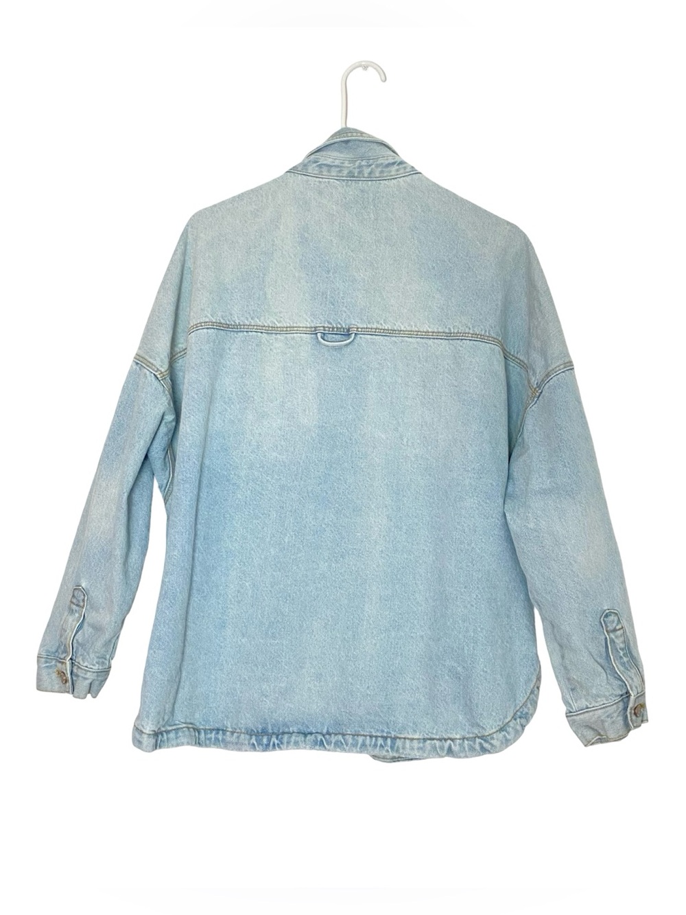 Zara Jean Jacket Shacket Womens Size XL Light Blue Denim Shirt Relaxed Fit - Picture 2 of 9